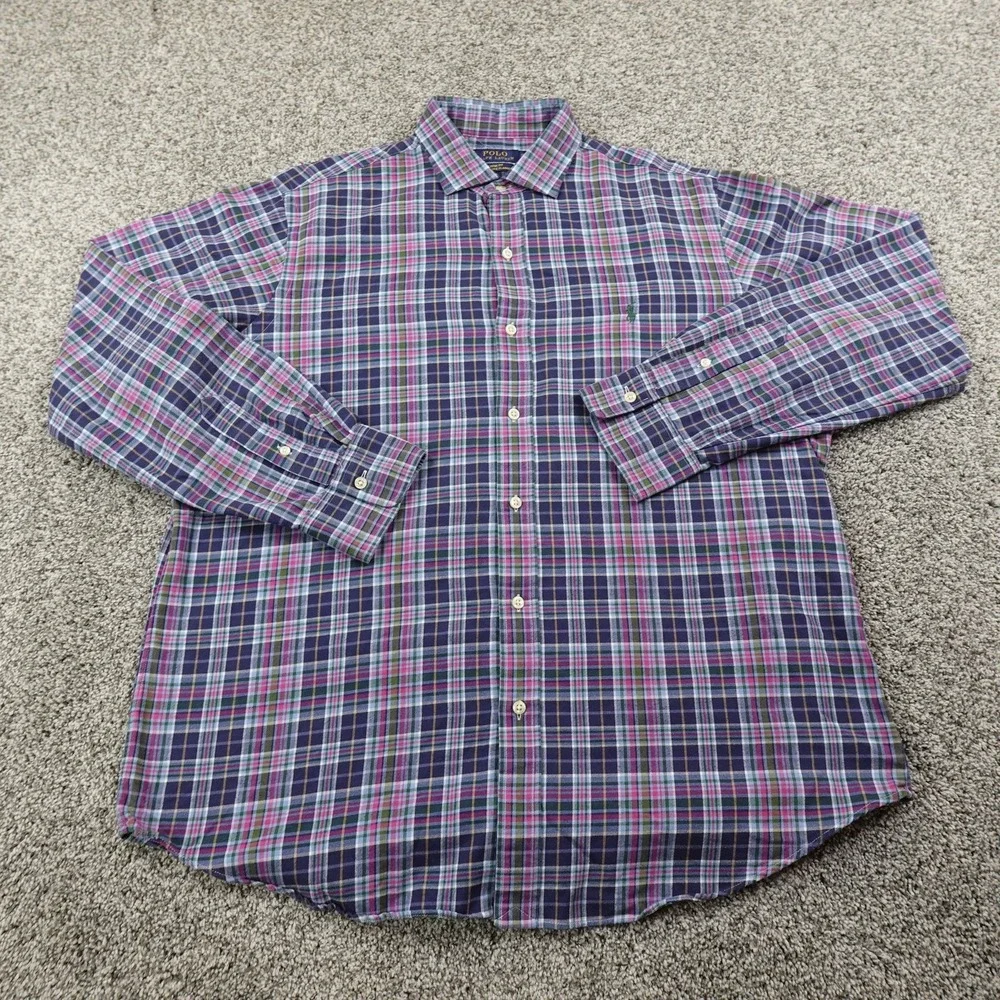 Polo Ralph Lauren Shirt Mens XL Blue Pony Classic Fit Performance Flannel Preppy